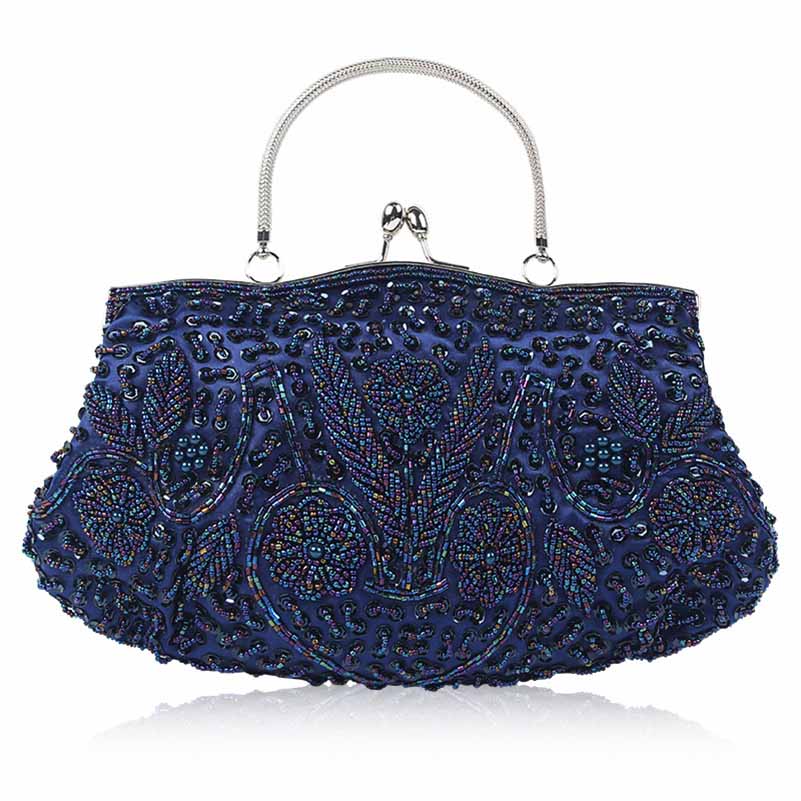 Vintage Beaded Evening Clutch Bag – Wedding Party Handbag with Buckle Closure