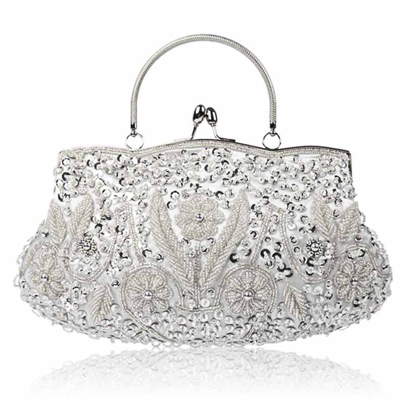 Vintage Beaded Evening Clutch Bag – Wedding Party Handbag with Buckle Closure