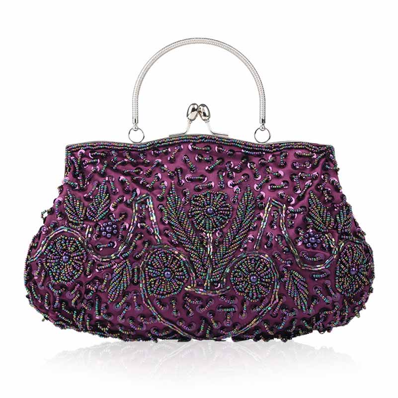 Vintage Beaded Evening Clutch Bag – Wedding Party Handbag with Buckle Closure