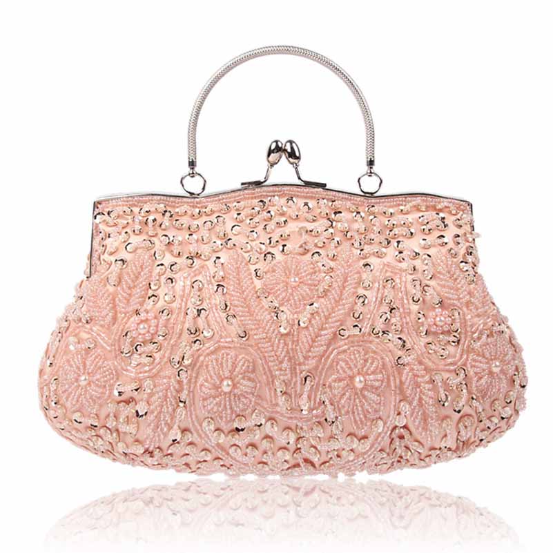Vintage Beaded Evening Clutch Bag – Wedding Party Handbag with Buckle Closure