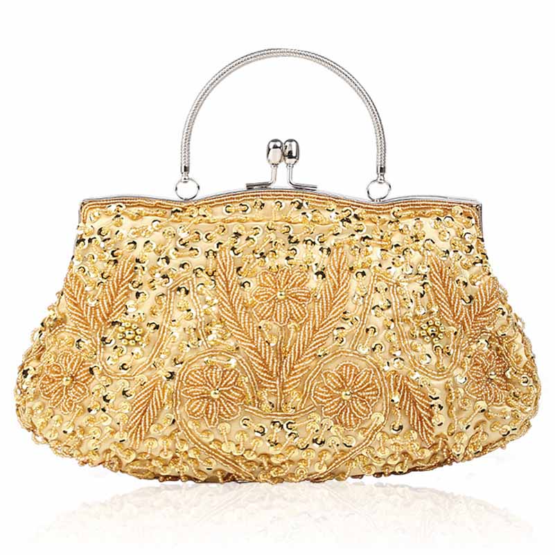 Vintage Beaded Evening Clutch Bag – Wedding Party Handbag with Buckle Closure