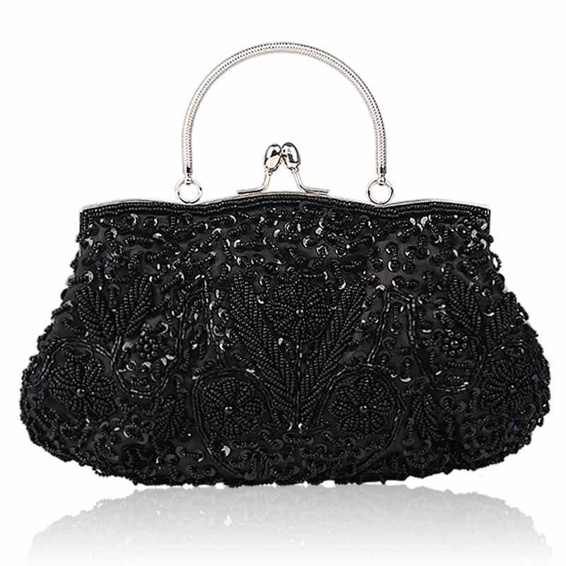 Vintage Beaded Evening Clutch Bag – Wedding Party Handbag with Buckle Closure