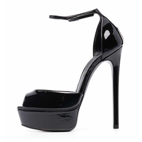 Black Platform Peep Toe Stiletto Pumps | Women’s Prom High Heels