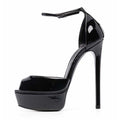 Black Platform Peep Toe Stiletto Pumps | Women’s Prom High Heels