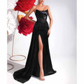 Black Corset Prom Dress | Sweetheart Split Long Evening Gown
