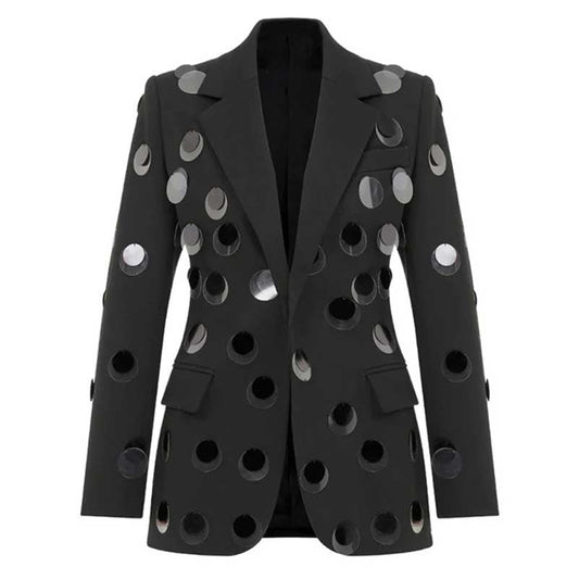 Black Blazer With Hand-Stitched Sequins