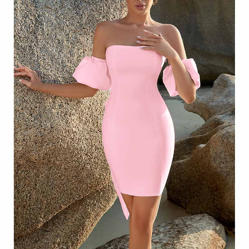 Off Shoulder Bodycon Dress with Bow | Short Party Cocktail Dress