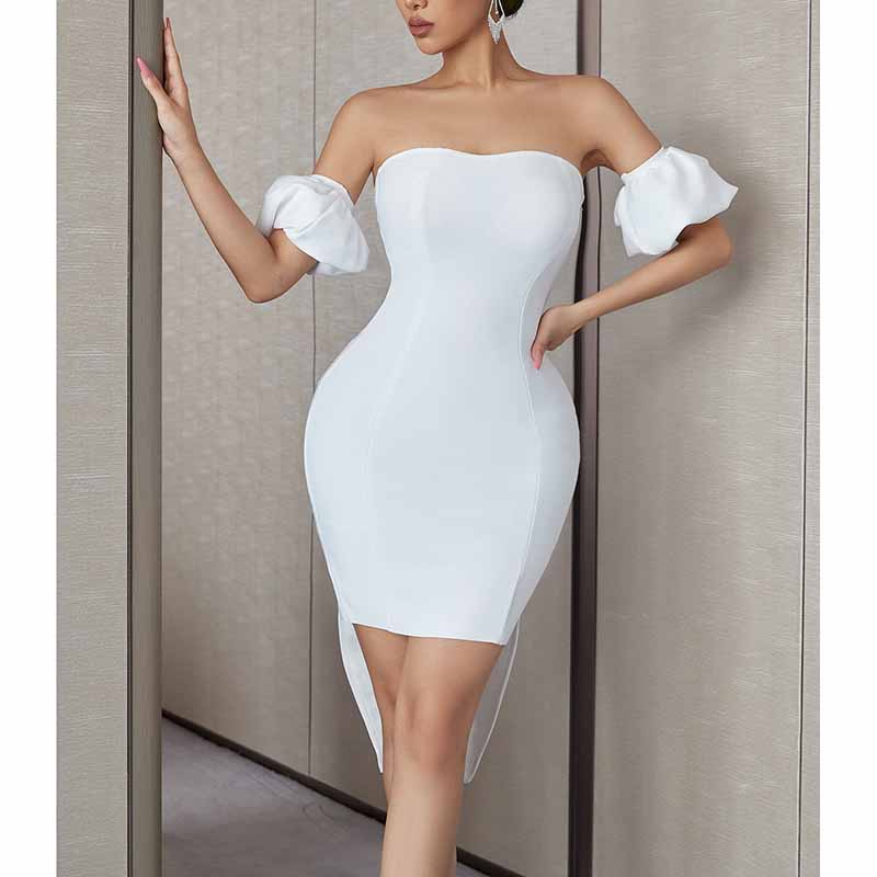 Off Shoulder Bodycon Dress with Bow | Short Party Cocktail Dress