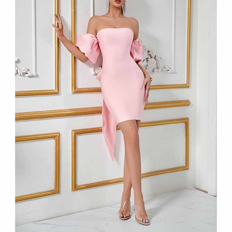 Off Shoulder Bodycon Dress with Bow | Short Party Cocktail Dress