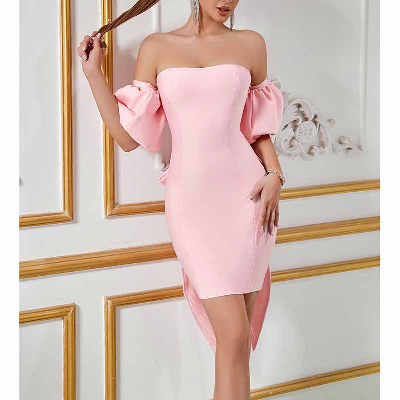 Off Shoulder Bodycon Dress with Bow | Short Party Cocktail Dress