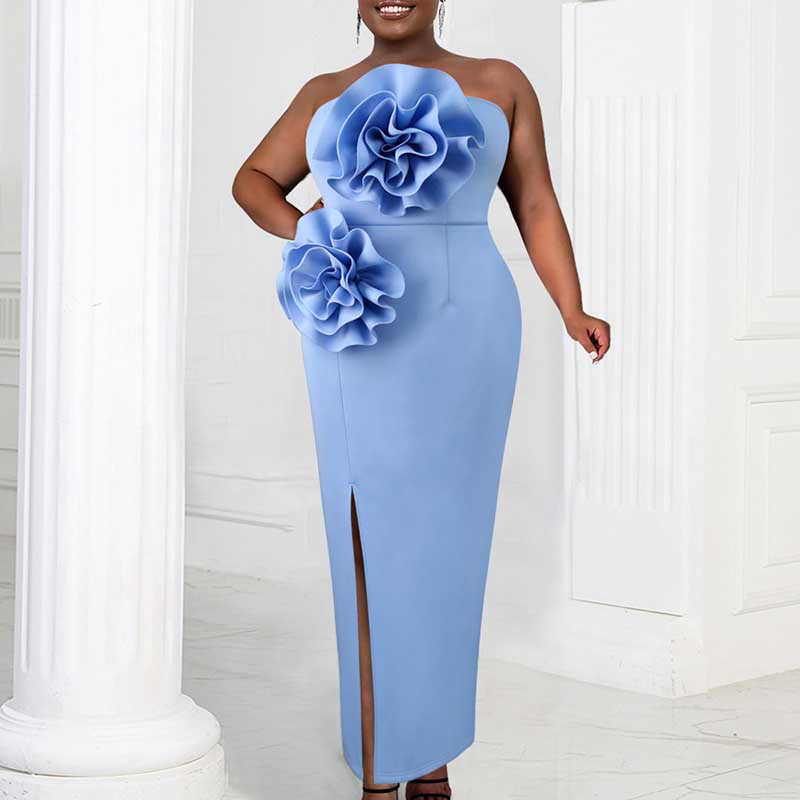 Off-The-Should Sky Blue Formal Dress Body-con Cocktail Dress
