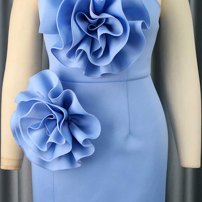 Off-The-Should Sky Blue Formal Dress Body-con Cocktail Dress