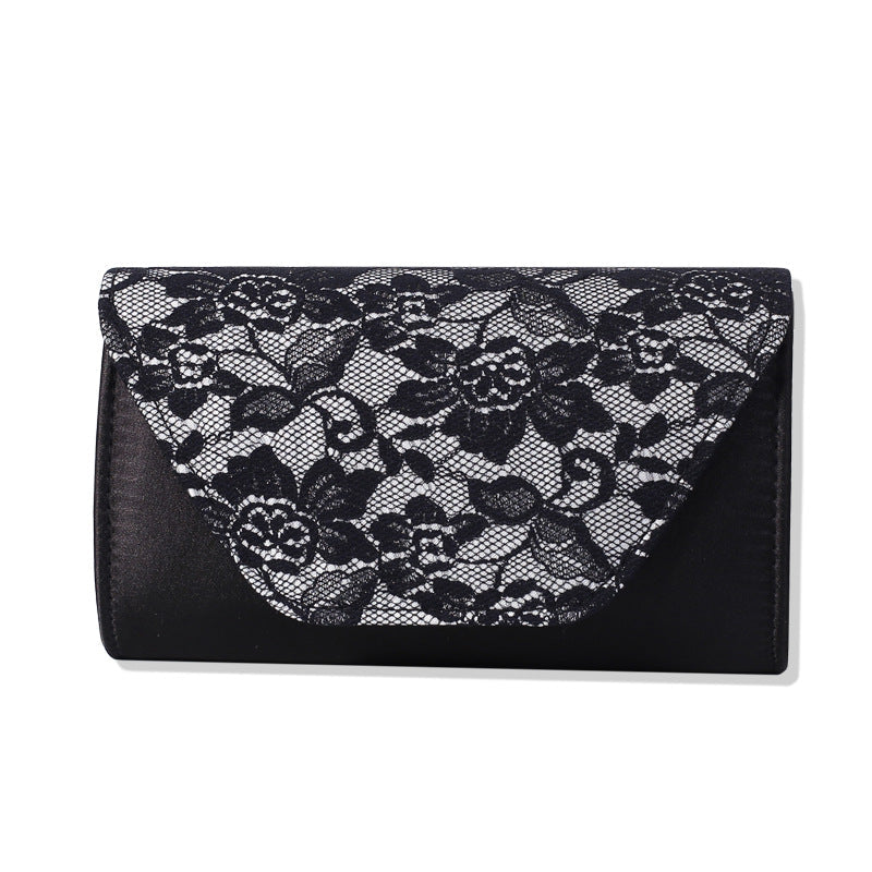 Women’s Envelope Evening Clutch Bag– Metallic Strap Silk Purse for Parties