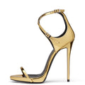 Gold Cross Buckle High Heel Sandals | Women’s Dress Shoes