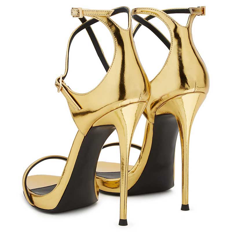 Gold Cross Buckle High Heel Sandals | Women’s Dress Shoes
