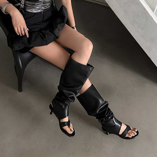 Women Faux Leather Thong Boots
