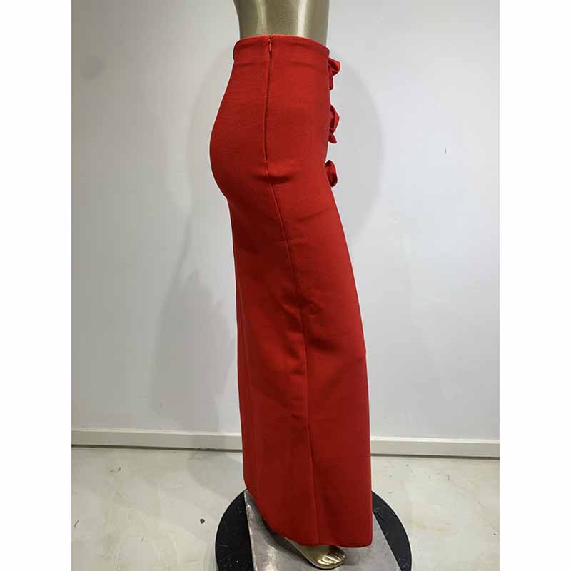 Women Long Bandage Skirt High Waist Elastic Stretch High Split Skirt