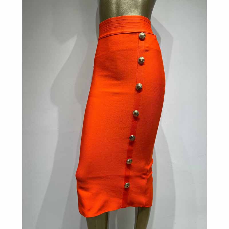 Women's Bodycon Knitted Pencil Skirts Elastic Split High Waisted Midi Skirt