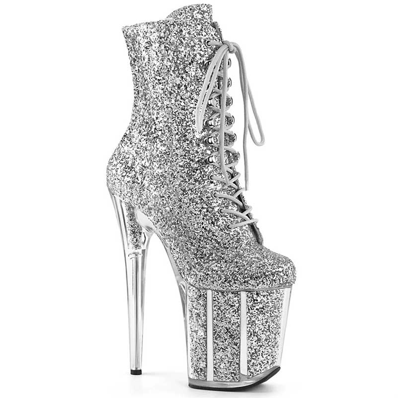 20cm Clear Heel Platform Ankle Boots | 7.87" Stiletto Dance Shoes