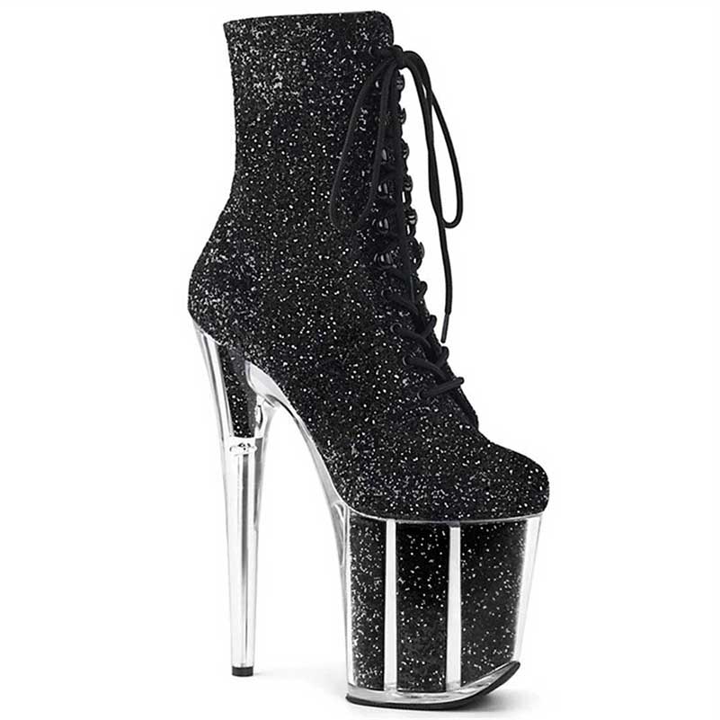 20cm Clear Heel Platform Ankle Boots | 7.87" Stiletto Dance Shoes