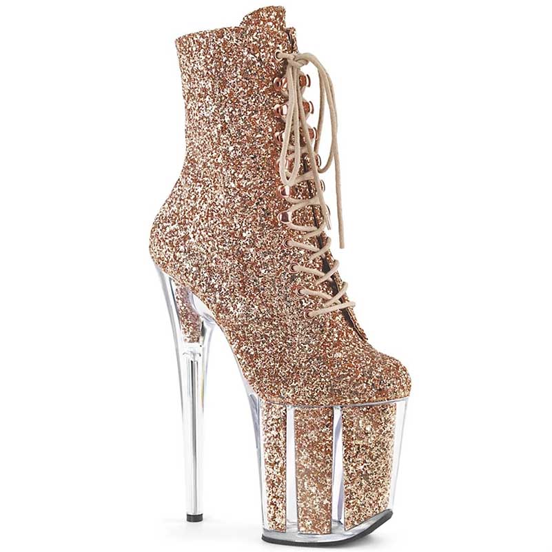 20cm Clear Heel Platform Ankle Boots | 7.87" Stiletto Dance Shoes