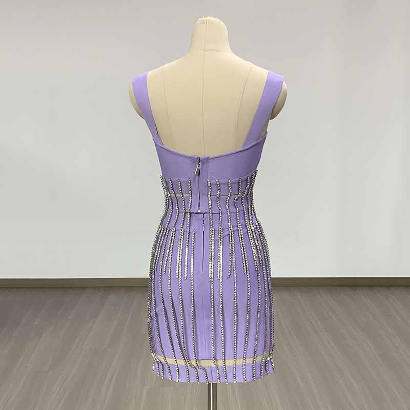 Lavender Two Pieces Skirt Suit Rhinestone Tassels Formal Suit