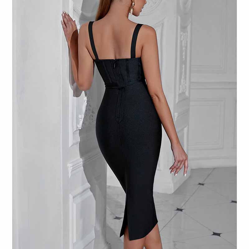 Spaghetti Strap Bandage Dress | Midi Clubwear Dress for Women