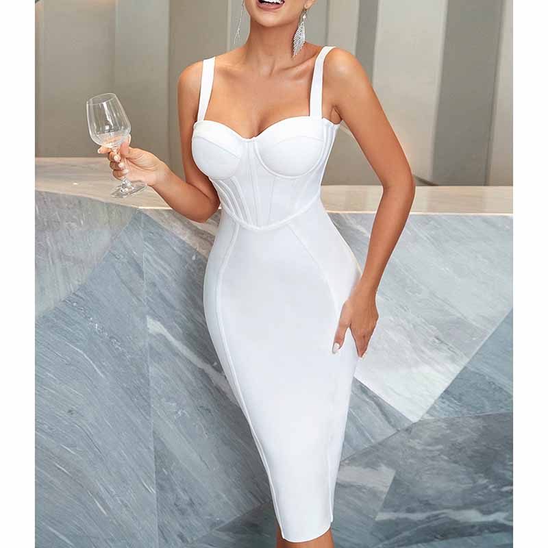 Spaghetti Strap Bandage Dress | Midi Clubwear Dress for Women