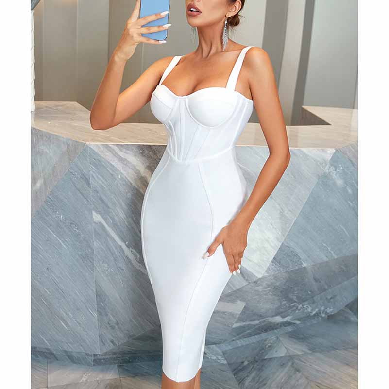 Spaghetti Strap Bandage Dress | Midi Clubwear Dress for Women